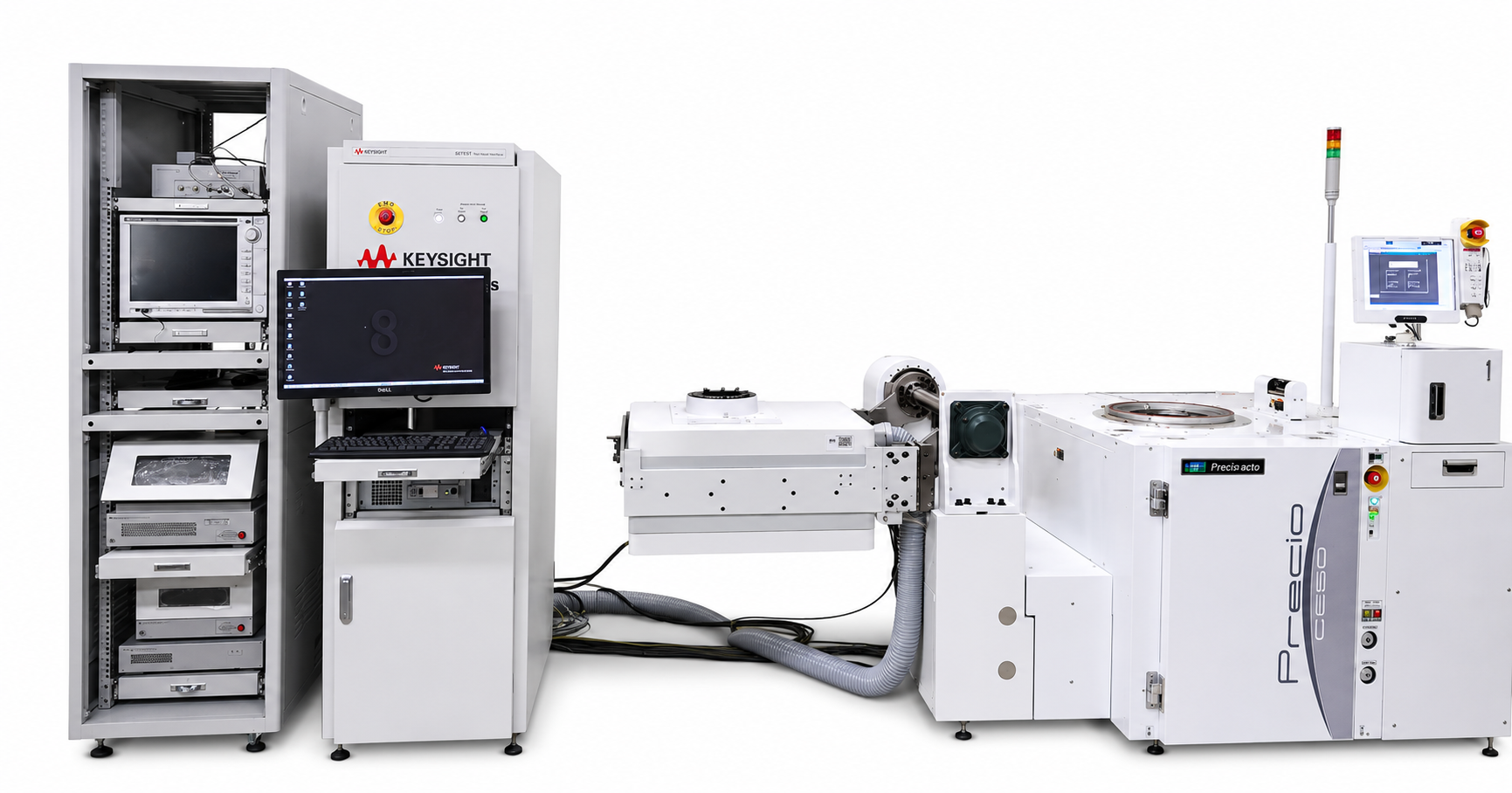 WAT-HV 高壓 (High Voltage) 擴充系統實機照 — Keysight 儀器整合機櫃 + Power Device Prober (Precio)