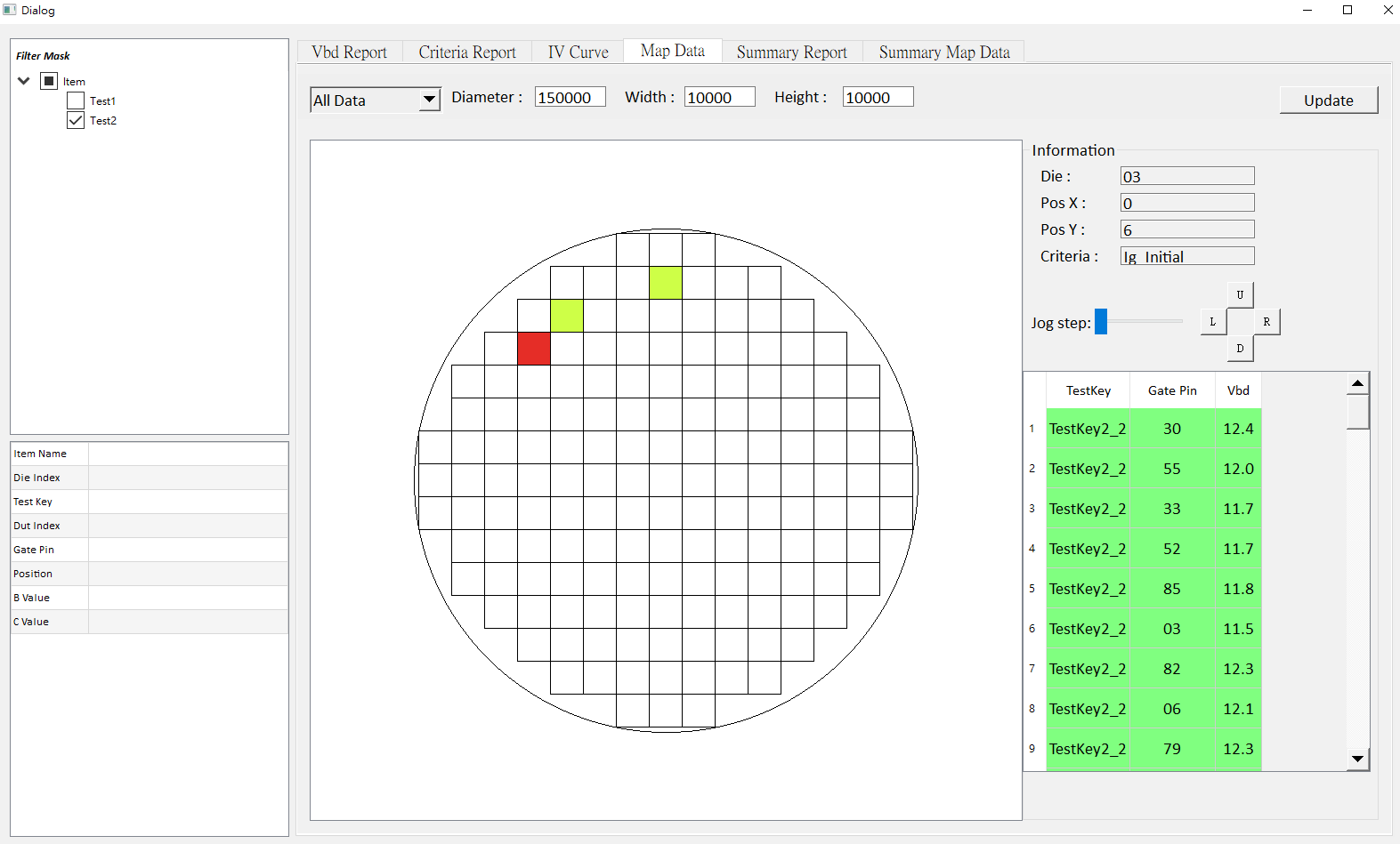 Freega 2D Wafer Map — 量測結果對應晶圓位置